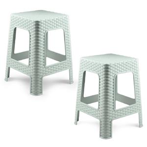 PlasticForte Zit krukjes - 2x - mintgroen - rotan kunststof - x x cm - extra zitplaatsen -