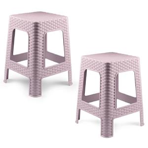 PlasticForte Zit krukjes - 2x - roze - rotan kunststof - x x cm - extra zitplaatsen -