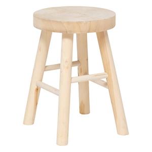 Atmosphera Bijzet krukje model Woody - lichtbruin - pauwlowna hout - D28 x H41 cm - bijzettafeltje -
