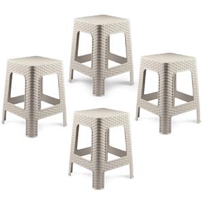 PlasticForte Zit krukjes - 4x - beige - rotan kunststof - x x cm - extra zitplaatsen -