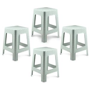PlasticForte Zit krukjes - 4x - mintgroen - rotan kunststof - x x cm - extra zitplaatsen -