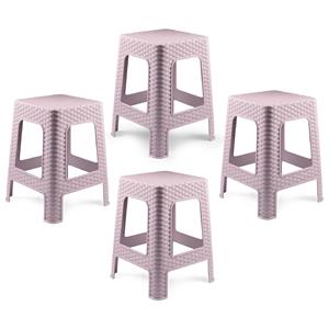 PlasticForte Zit krukjes - 4x - roze - rotan kunststof - x x cm - extra zitplaatsen -