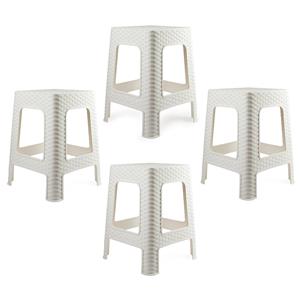 PlasticForte Zit krukjes - 4x - wit - rotan kunststof - x x cm - extra zitplaatsen -