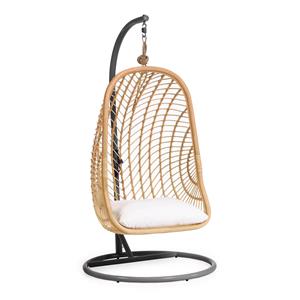 Kave Home Hangstoel Ekaterina Met standaard, Rotan - Naturel/Donkergrijs