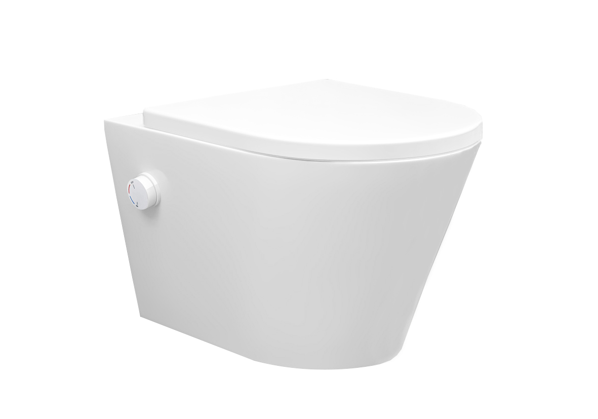 <QuerySet [<AttributeOption: Wiesbaden>]> Wandcloset met shade zitting bidet en koud of warm water mogelijkheid glans wit