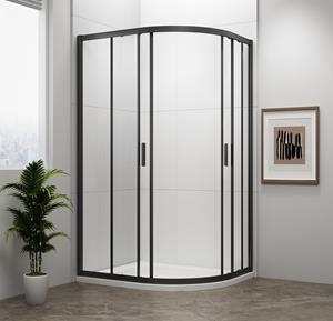 Sapho Polysan Easy Black kwartronde douchecabine 100x80cm zwart mat