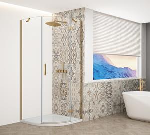 Gelco Trinity kwartronde douchecabine 90x90cm rechts helder glas goud