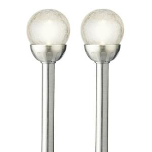 Lumineo LED tuinlampjes instekers - 2x stuks- solar verlichting ronde bol - 30 cm - Tuinverlichting -