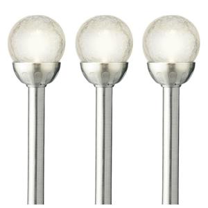 Lumineo 6x Buiten/tuin LED zilveren stekers solar verlichtingen 30 cm ronde bol -