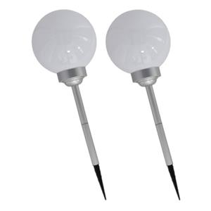 Gerimport Set van 4x stuks solar tuinlampen/prikspots bol op zonne-energie 56 cm -