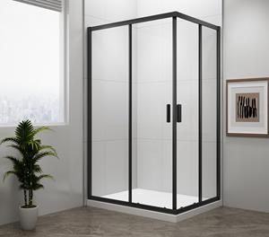 Sapho Polysan Easy Black rechthoekige douchecabine 90x80cm zwart mat