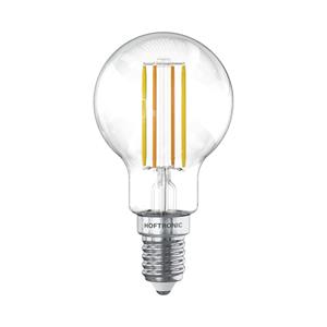 HOFTRONIC SMART Smart WiFi LED Filament lamp - E14 Fitting - 4,9 Watt 470 Lumen - P45 - E14 fitting - Zilveren fitting - 1800-3000K Dimbaar - Smart Gloeilamp