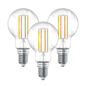 HOFTRONIC SMART Set van 3 Smart WiFi LED Filament lamp - E14 Fitting - 4,9 Watt 470 Lumen - P45 - E14 fitting - Zilveren fitting - 1800-3000K Dimbaar - Smart Gloeilampen