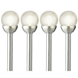 Lumineo 10x Buiten/tuin LED zilveren stekers solar verlichtingen 30 cm ronde bol -
