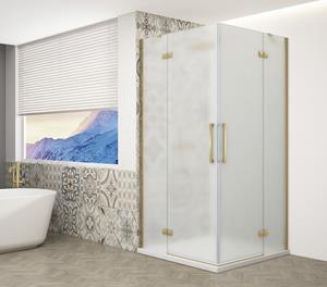 Gelco Trinity douchecabine met hoekinstap 100x80cm mat glas goud