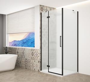 Gelco Trinity douchecabine met mat glas 120x100cm links zwart mat