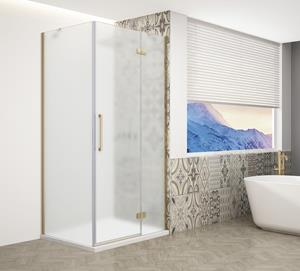 Gelco Trinity douchecabine met mat glas 110x100cm rechts goud