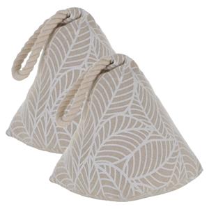 Luance Deurstopper - 2x - 1 kg - beige - stof - witte jungle print - 15 cm - deurstop -
