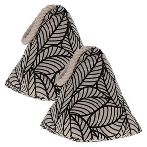 Luance Deurstopper - 2x - 1 kg - beige - stof - zwarte jungle print - 15 cm - deurstop -