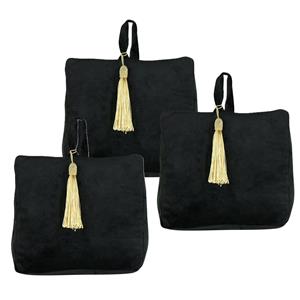 Mars & More Deurstopper - 3x - fluweel - zwart kleurig - 17 x 10 x 18 cm - voor binnen deuren -