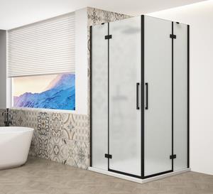 Gelco Trinity douchecabine met hoekinstap 90x90cm mat glas zwart mat