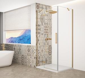 Gelco Trinity douchecabine met helder glas 120x120cm links goud