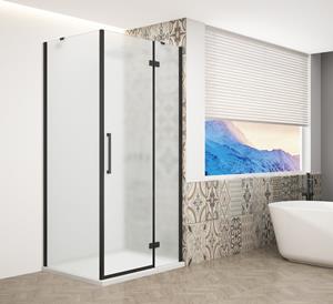 Gelco Trinity douchecabine met mat glas 90x90cm rechts zwart mat