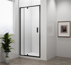 Sapho Polysan Easy Black douche draaideur helder glas 100x190cm zwart mat