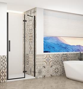 Gelco Trinity douchedeur 90cm rechts met helder glas zwart mat