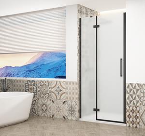 Gelco Trinity douchedeur 80cm links met mat glas zwart mat