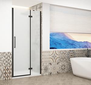 Gelco Trinity douchedeur 110cm rechts met mat glas zwart mat