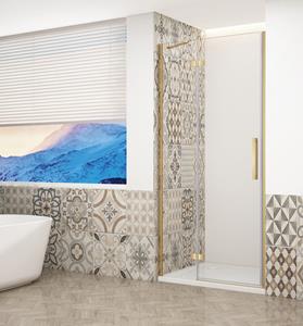 Gelco Trinity douchedeur 80cm links met helder glas goud