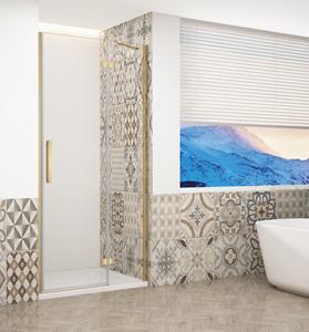 Gelco Trinity douchedeur 120cm rechts met helder glas goud