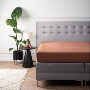 Presence Hoeslaken Satijn - Cognac - 90 x 210/220 cm - 140x200 cm - Keuze Uit Meerdere Kleuren -  - 