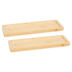 5five Serveerplankje voor hapjes/fingerfood  - 2x - 30 x 11 cm - bamboe hout - borrelplank - tapasplank -