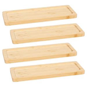 5five Serveerplankje voor hapjes/fingerfood  - 4x - 30 x 11 cm - bamboe hout - borrelplank - tapasplank -