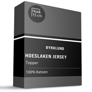 Byrklund Topper Hoeslaken - Jersey Katoen Stretch - Antraciet - 90x220 cm - Antraciet -  - 