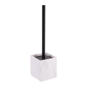 Tendance WC/toiletborstel in houder - wit - kunststeen - 10 x cm -
