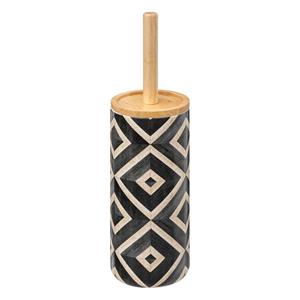 5five WC/Toiletborstel met houder Luxor - zwart met print - dolomiet -