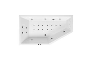Lambini Designs Florence bubbelbad 160x90cm elektronisch links met 6+4+2 hydrojets en 12 aerojets RVS