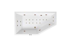 Lambini Designs Florence bubbelbad 160x90cm elektronisch links met 6+4+2 hydrojets en 12 aerojets goud