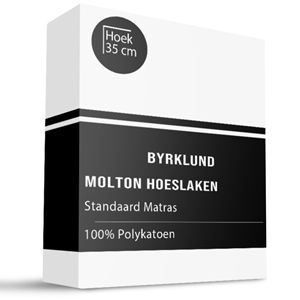Byrklund Molton Hoeslaken - Polyester Katoen - Wit - 90x220 cm -  Matrasbeschermer - 