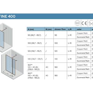 Riho Inloopdouche  Define 400 Met Frame Mat Koper 140x200 cm Incl. Stabilisatiestang