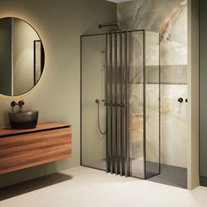 Riho Inloopdouche  Define 402 L-Vormig Met Frame Mat Gunmetal 120x200 cm Incl. Stabilisatiestang