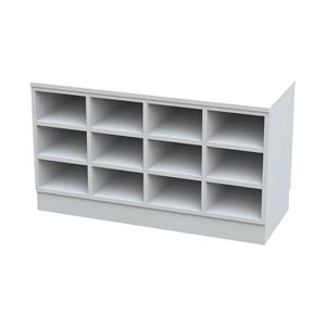 Sitover-garderobebank, enkelzijdig, met kunststof coating, 15 vakken, lengte 1360 mm, wit
