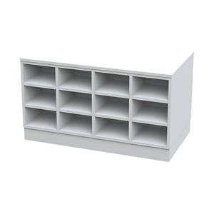 Sitover-garderobebank, dubbelzijdig, met kunststof coating, 2 x 12 vakken, lengte 1090 mm, wit