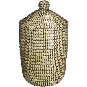 Leen Bakker Mand Noos met deksel - zwart/groen - 34xØ26 cm