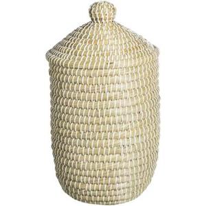 Leen Bakker Mand Noos met deksel - wit/groen - 34xØ26 cm