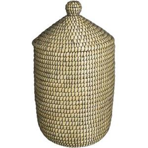 Leen Bakker Mand Noos met deksel - zwart/groen - 42xØ32 cm