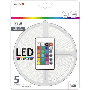 Avide ABLSBL12V5050-30RGB65 LED-strip complete set Met connector (male) 12 V, 230 V 5 m RGB 1 stuk(s)